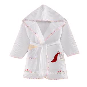 Elmira Teddy Bear Nakışlı Pamuklu Pike Kız Çocuk Bornozu 1-8 Yaş