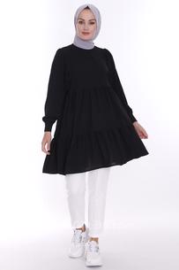 Hipatu Ayrobin Kadın Siyah Tunik Elbise