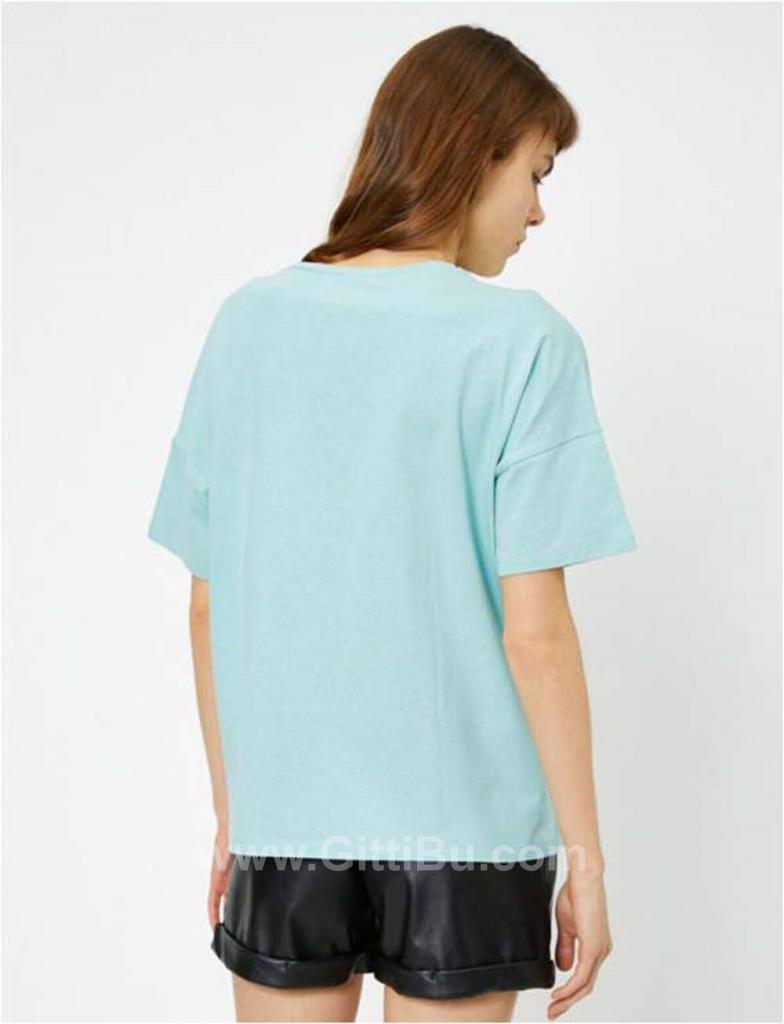 Koton Kadın Mint Yeşili Baskılı T-Shirt 0Yal18755ık