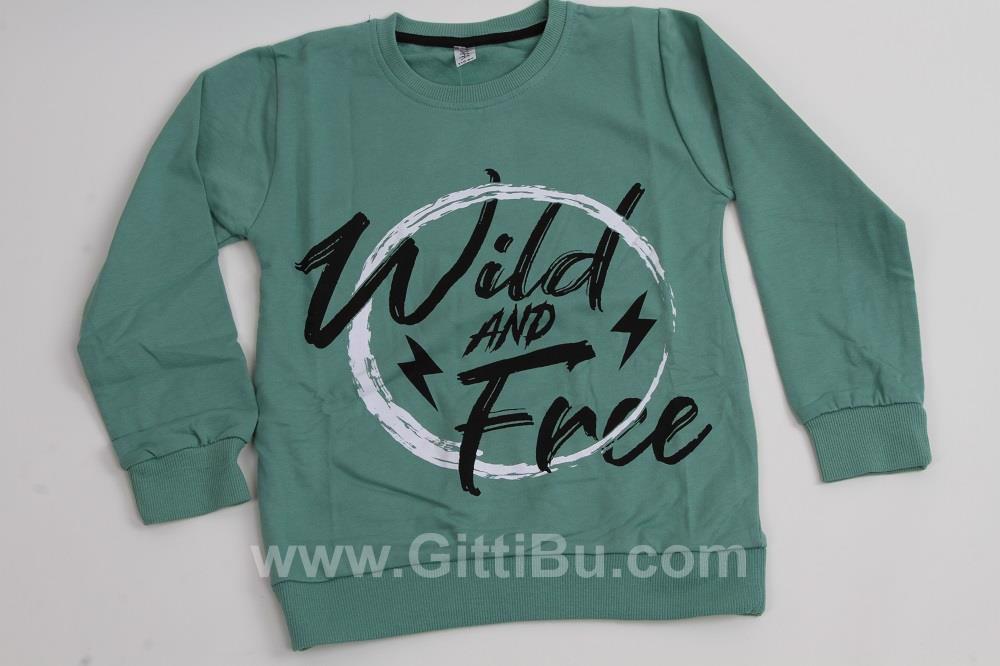 Hipatu Erkek Çocuk Wild Free Yazılı Sweatshirt