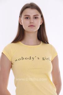 Hipatu Sarı No Bady S Girl Baskılı Kadın Tişört