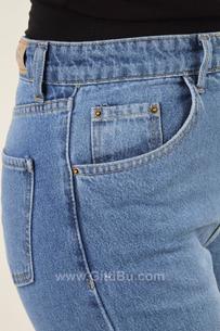 Hipatu 2159-2-02 Kadın Paçası Kesik Mom Jeans