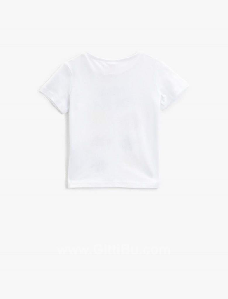 Koton Erkek Bebek Beyaz Baskılı Bisiklet Yaka Pamuklu T-Shirt 1Ymb18816ok