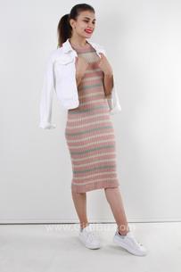 Hipatu T125 Kadın Sıfır Kol Yuvarlak Yaka Merserize Elbise