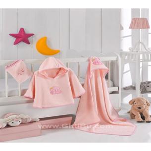 Rebeka 3 Lü Bebek Banyo Panço Havlusu Kundak Keseli Set
