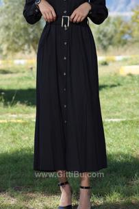 Hipatu 5013 Kadın Kemer Detaylı Uzun Elbise