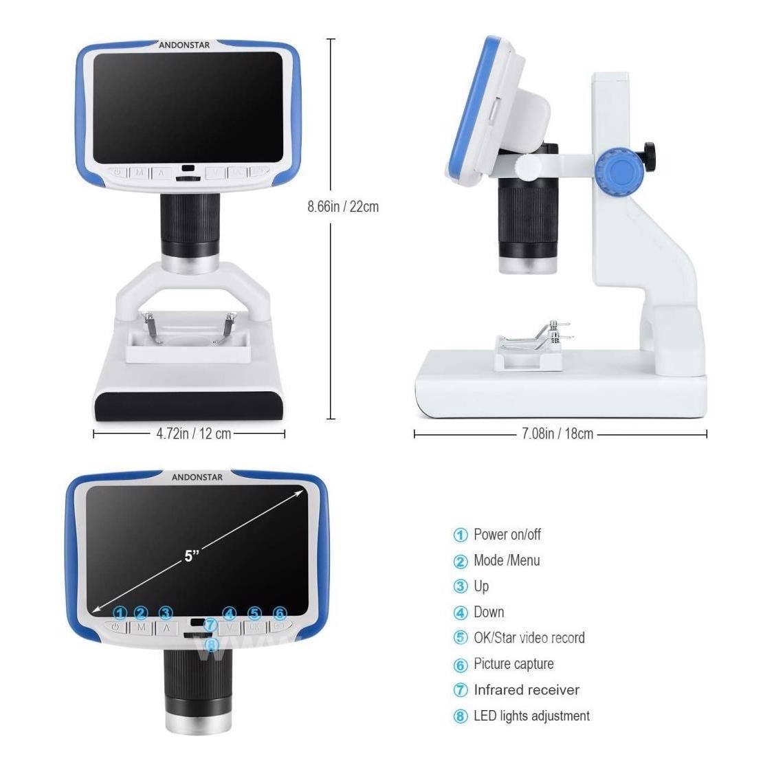 Andonstar Ad205 Usb Lcd Para Dijital Mikroskop Çocuklar Için 200X Büyütme