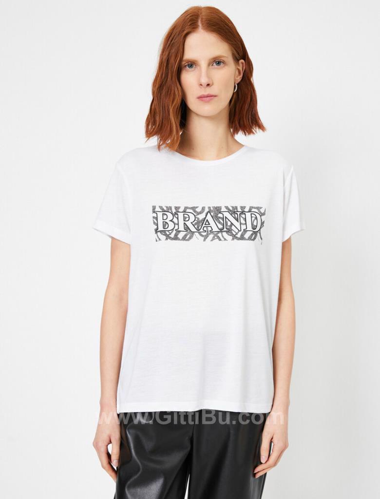 Koton Kadın Brand Yazılı Tişört