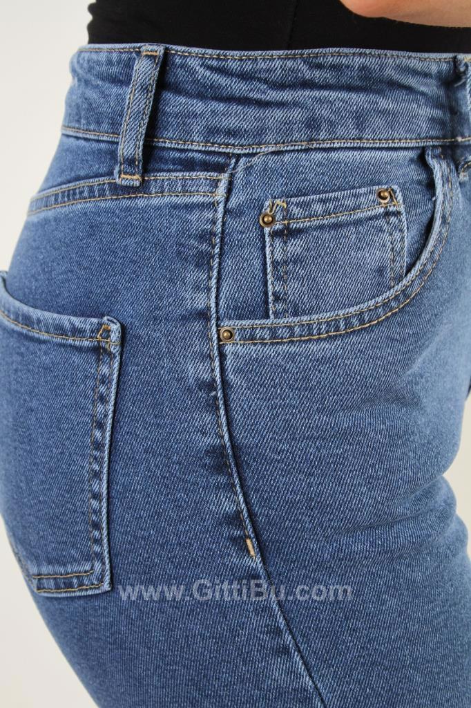 Hipatu 2190-2-01Kadın Paçası Kesik Licralı Dar Paças Jeans