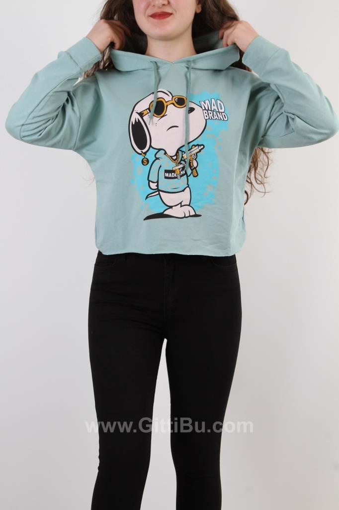 Hipatu Kadın Mad Brand Yazı Baskılı Sweatshirt