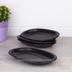 22 Cm Mat Siyah Kayık Tabak